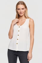 Women Crew Neck Sleeveless Solid Tank Top, White