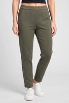 Women Regular Fit Plain Straight Leg Pants, Dark Olive