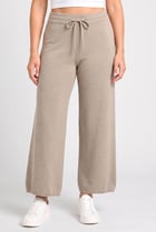 Women Regular Fit Knitted Wide Leg Pants, Taupe