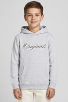 Kids Boy Graphic Printed Long Sleeve Hoodie, Light Grey