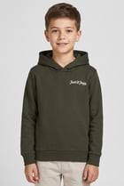 Kids Boy Brand Logo Long Sleeve Hoodie, Olive
