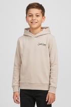Kids Boy Brand Logo Long Sleeve Hoodie, Beige