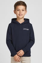 Kids Boy Brand Logo Long Sleeve Hoodie, Dark Navy