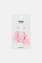 Kids Girl 4 Pcs Textured Hairpins Set, Pink