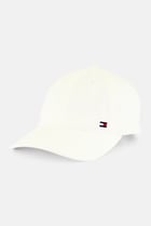 Men Embroidered Logo Adjustable Buckle Closure Cap, White