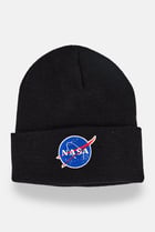 Men Embroidered Beanie Hat, Black