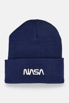 Men Embroidered Beanie Hat, Navy