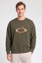 Men Regular Fit Long Sleeve Outdoor Sweatshirt, Dark Olive