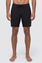 Men 18 Inseam Brand Logo Board Shorts, Black