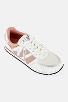 AX Armani Exchange Women Brand Logo Lace Up Sneakers, White