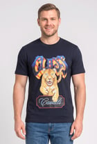 Men Crew Neck Graphic Print Short Sleeve T-Shirt, Navy