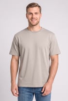 Men Crew Neck Short Sleeve Solid T-Shirt, Beige
