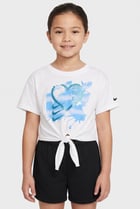 Toddlers Girl Short Sleeve Graphic Print Top, White
