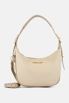 Women Brand Logo Shoulder Bag, Beige