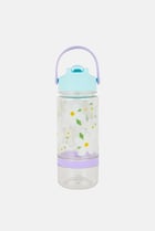 Plastic Flower Print Water Bottle With Snack Bottom 591 ml, Multicolor