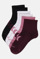 Women 6 Pairs Brand Logo Quarter Crew Socks, Multicolor