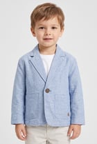 Toddlers Boy Chambray Blazer, Light Blue