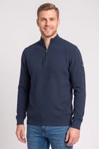 Men Mock Neck Textured Sweater, Navy
