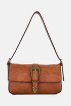 Women Brand Logo Shoulder Bag, Brown