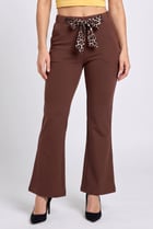 Women Regular Fit Solid Flare Pants, Brown