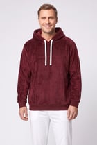 Men Embroidered Logo Long Sleeve Sleepwear Hoodie, Burgundy