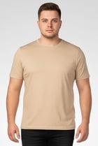 Men Crew Neck Short Sleeve Solid T-Shirt, Beige