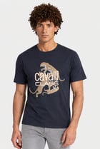 Men Crew Neck Short Sleeve Brand Logo T-Shirt, Dark Navy