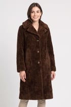 Women Textured Sherpa Jacket, Chocolate Brown