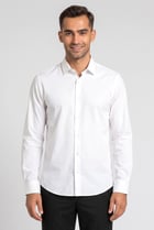 Men Regular Fit Solid Long Sleeve Casual Shirt, White