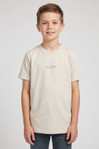 Kids Boy Crew Neck Short Sleeve Brand Logo T-Shirt, Beige