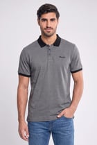 Men Regular Fit Embroidered Logo Short Sleeve Polo Shirt, Dark Grey