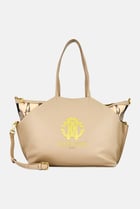 Women Brand Logo Tote Bag, Dark Beige