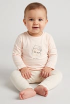 Toddlers Girl Long Sleeve Brand Logo Top, Light Peach