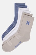 Men 6 Pairs Brand Logo High Quarter Crew Socks, Multicolor