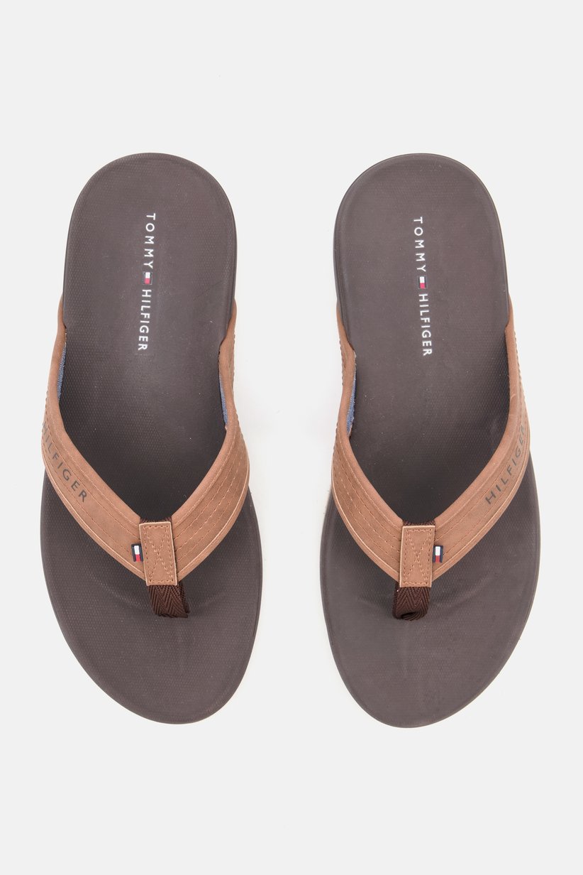 Tommy Hilfiger Brown Slip-On Indoor Slippers with Embossed Logo Tommy Hilfiger With Slip On Brown Slippers - ONLYBRANDSJO main image 2