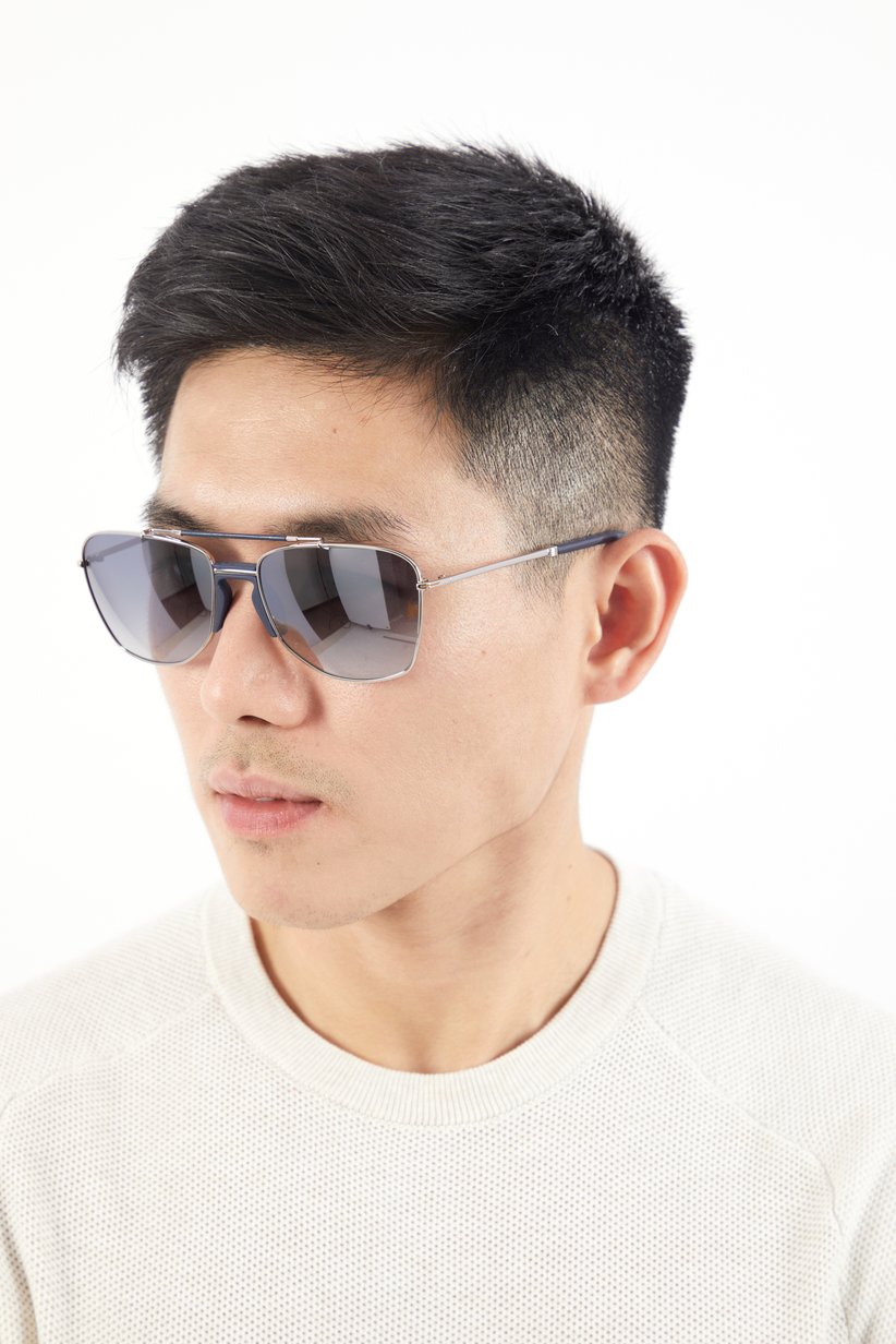 Ermenegildo Zegna Silver Aviator Sunglasses EZ0232-H 20C Pilot Transparent Grey/Silver Sunglasses  main image 4