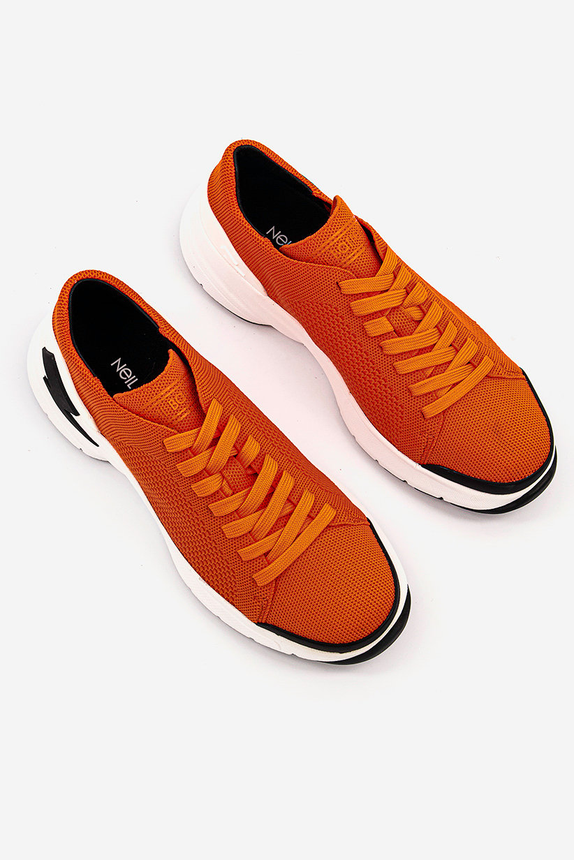 Buy Neil Barrett Men Bolt Lace Up Sneaker, Orange Online  display picture 3