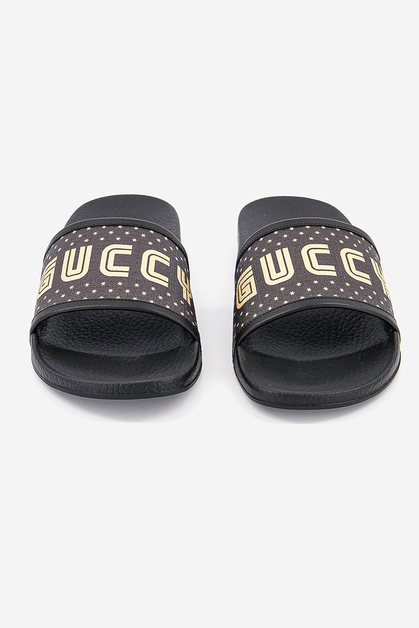 Buy Gucci Women Supreme Guccy Star Slip On Slides, Black  display picture 1