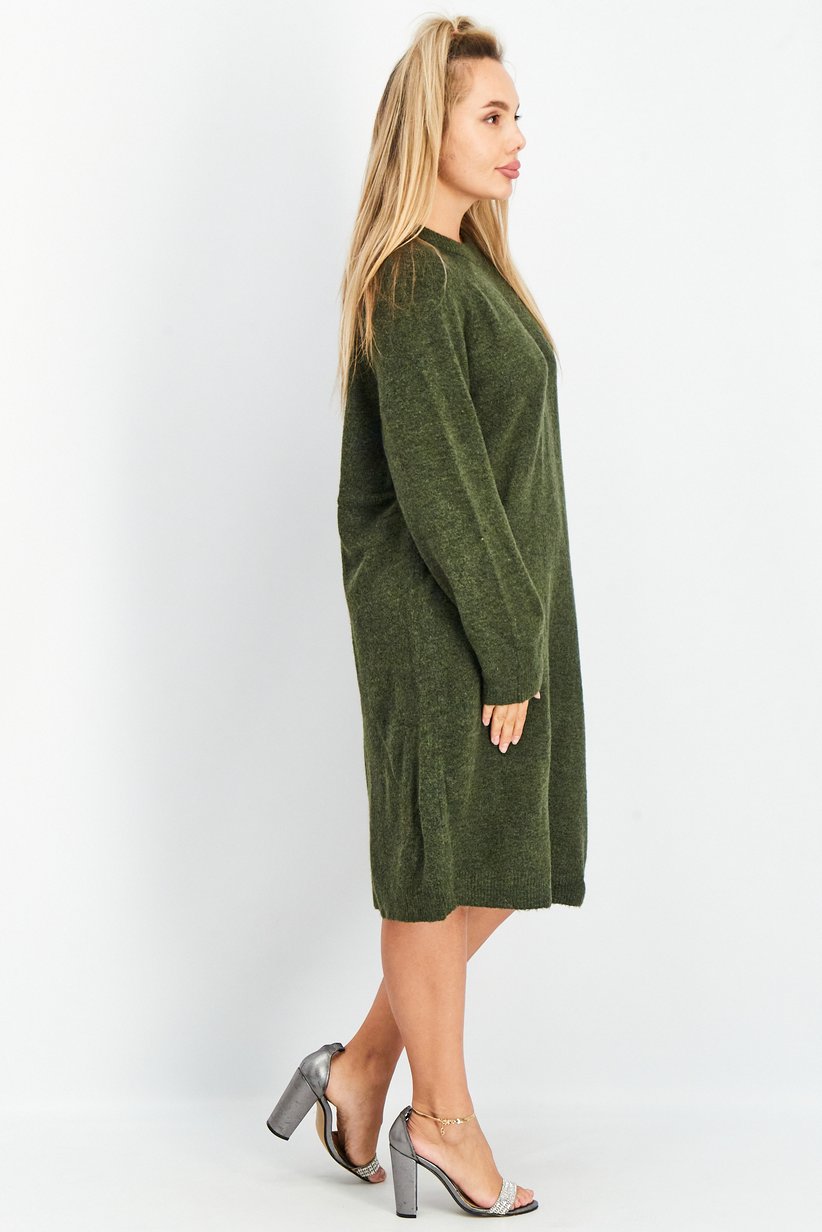 Buy Pieces Women Knitted Midi Jumper Dress, Dark Green Online