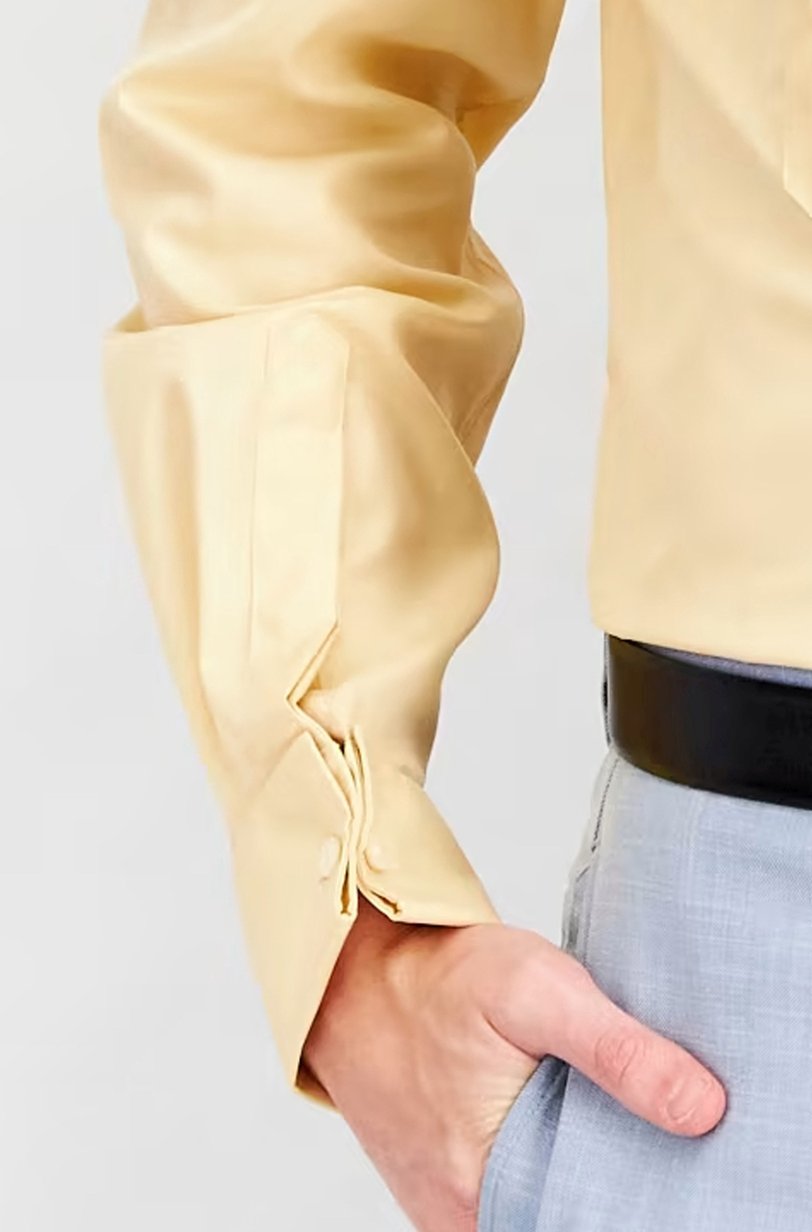 Men Classic Fit Spread Collar Long Sleeve Casual Shirt, Beige 6