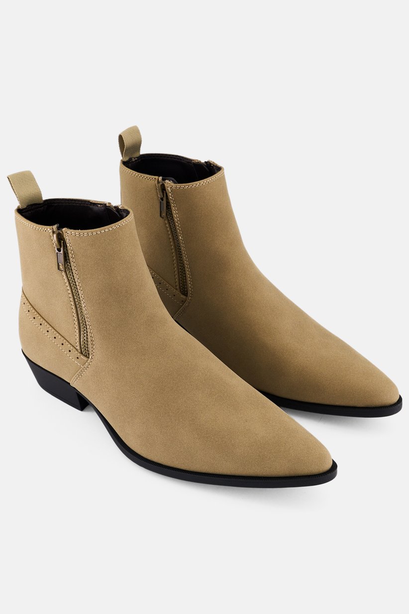  Men\'s Tan Zip-Up Boots ASOS DESIGN worker boots in tan with chunky soles | ASOS main image 3