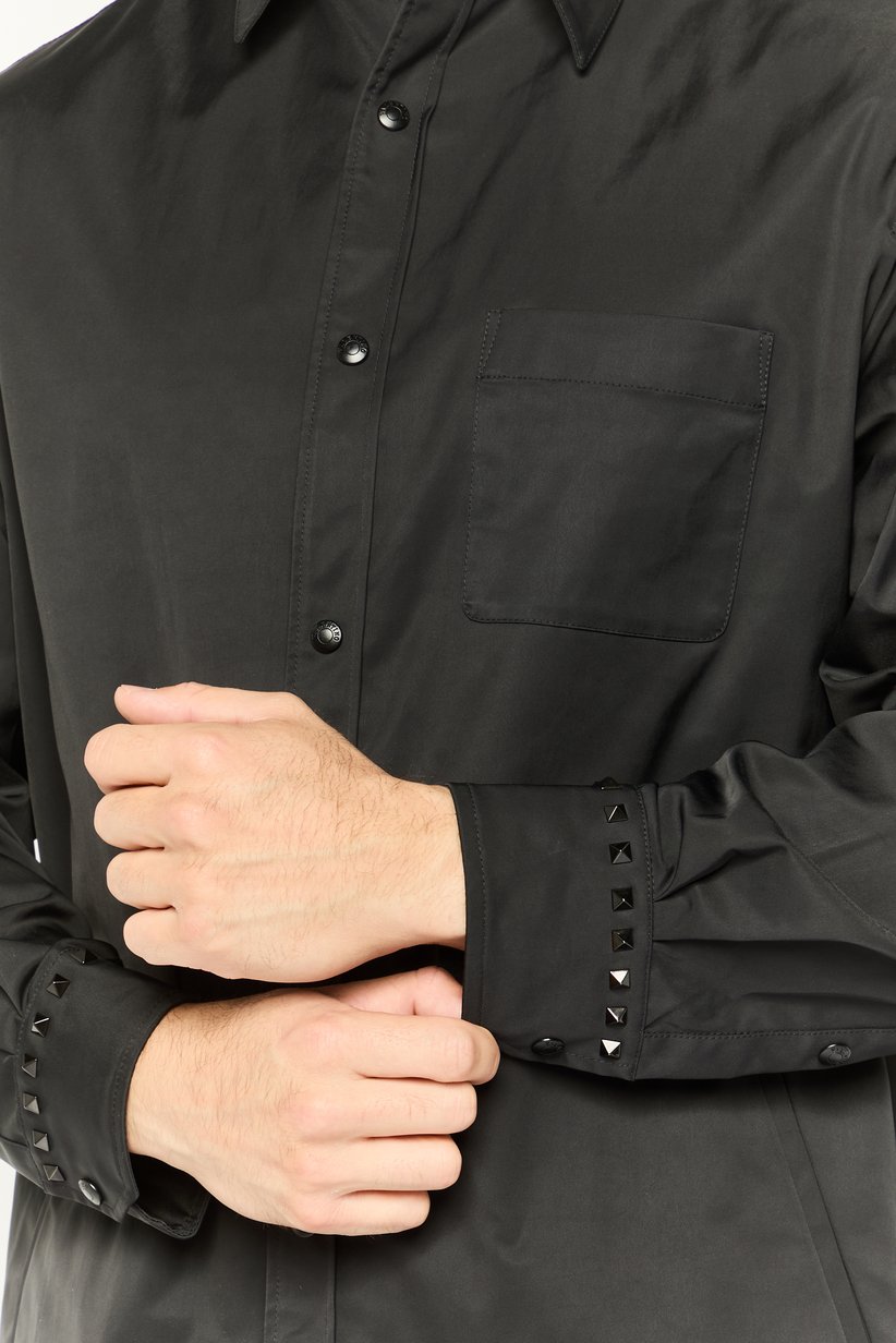 Men Regular Fit Solid Long Sleeves Casual Shirt, Black 3