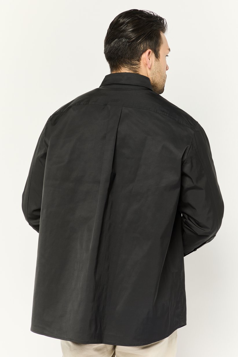 Men Regular Fit Solid Long Sleeves Casual Shirt, Black 4