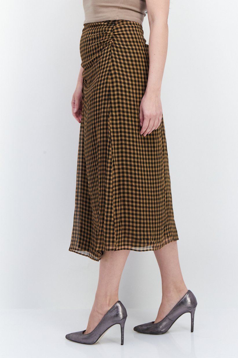 Buy Calvin Klein Women Microgrid Print Maxi Skirt, Brown Online | Brands For Less