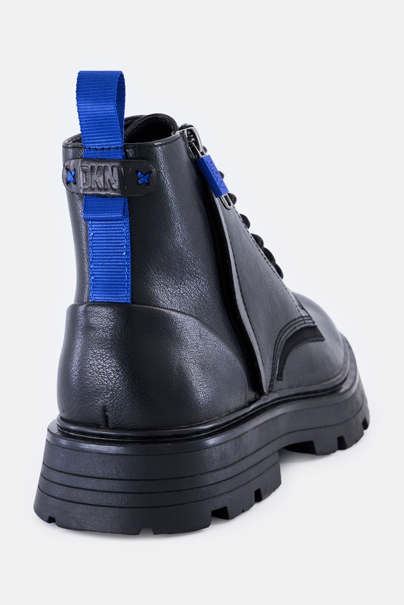 DKNY Suffix Lace-Up Combat Boots with Side Zip – Men\'s Size 9M (Black with Elect Buy DKNY Men Suffix Lace Up With Side Zip Boots, Black  main image 2