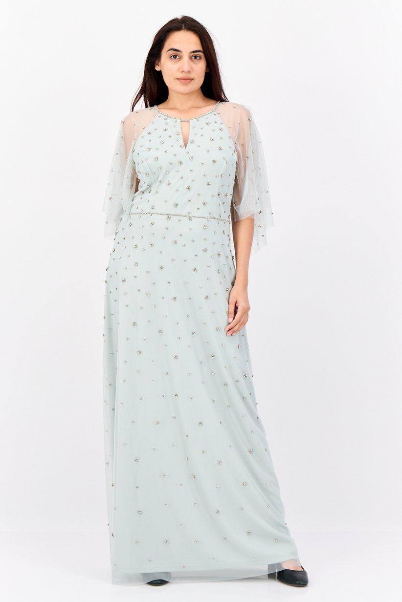 michelle high slit formal dress Mason pleated-detail Silk Gown | White twisted frog buttons main image 1