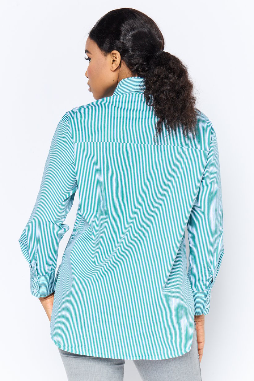 Chemisier Femme Bebe Taille S Manches Longues Rayé Jaune Blanc Vert - Occasion Très Bon État