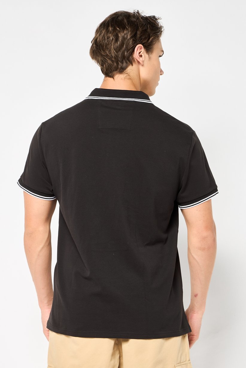 Calvin Klein Jeans Men Slim Fit Spread Collar Short Sleeve Polo, Black 4