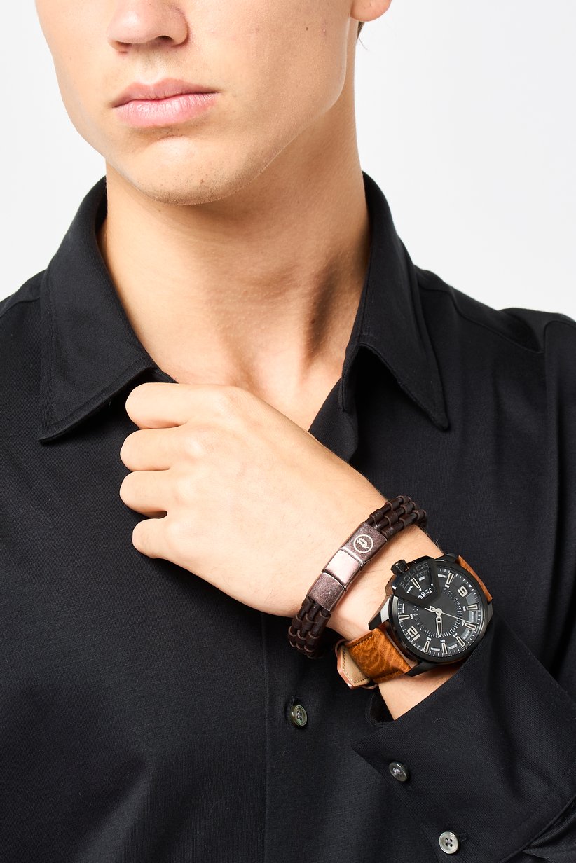 Men PEWJB0005602 Leather Analog Watch 48 mm With Bracelet, Brown 3