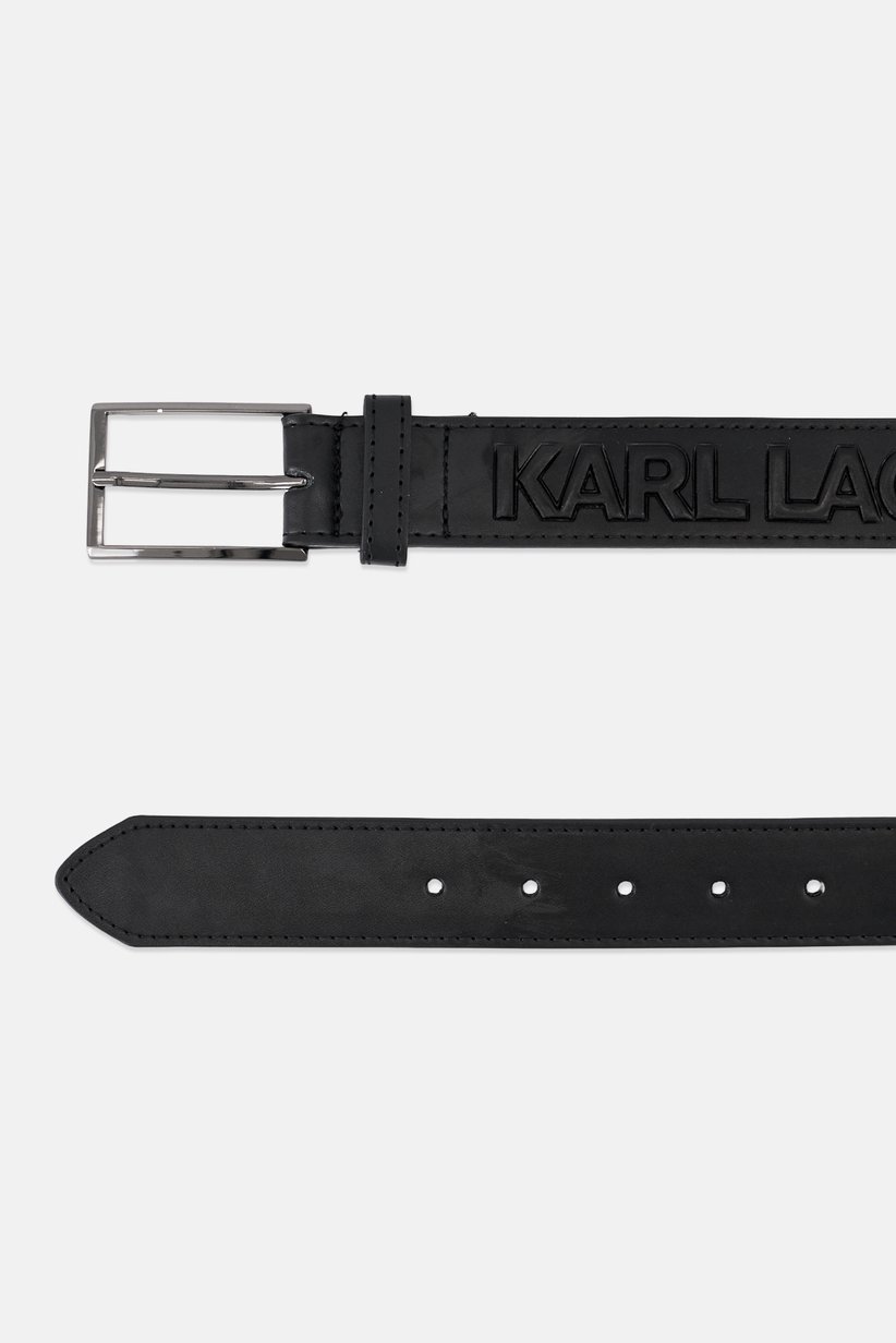 Men Brand Logo Leather Belt, Black 2